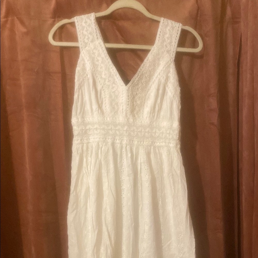 White Cotton Eyelet Maxi Dress | 100% Cotton | Boho Lace Trim | Make 2 Magic